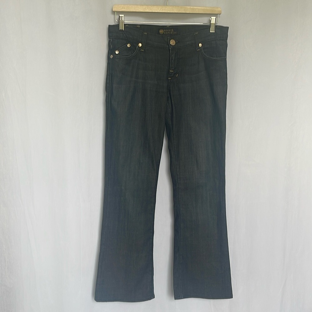 Rock & Republic Boot Cut Kasandra Alpha Gold Chain Jeans Women’s Size 28